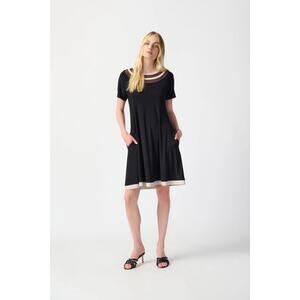 NWT Joseph Ribkoff Black/Moonstone A-Line‎ Dress Style | Black Cream | SZ 16